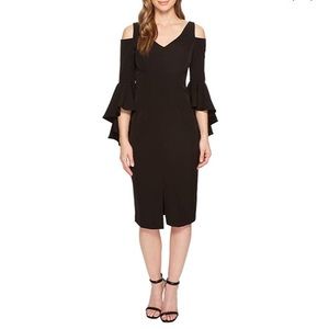 Maggy London Cold Shoulder Ruffle BellSleeve Dress
